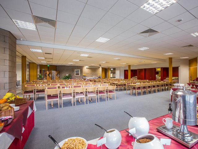 spacious dining area with buffet